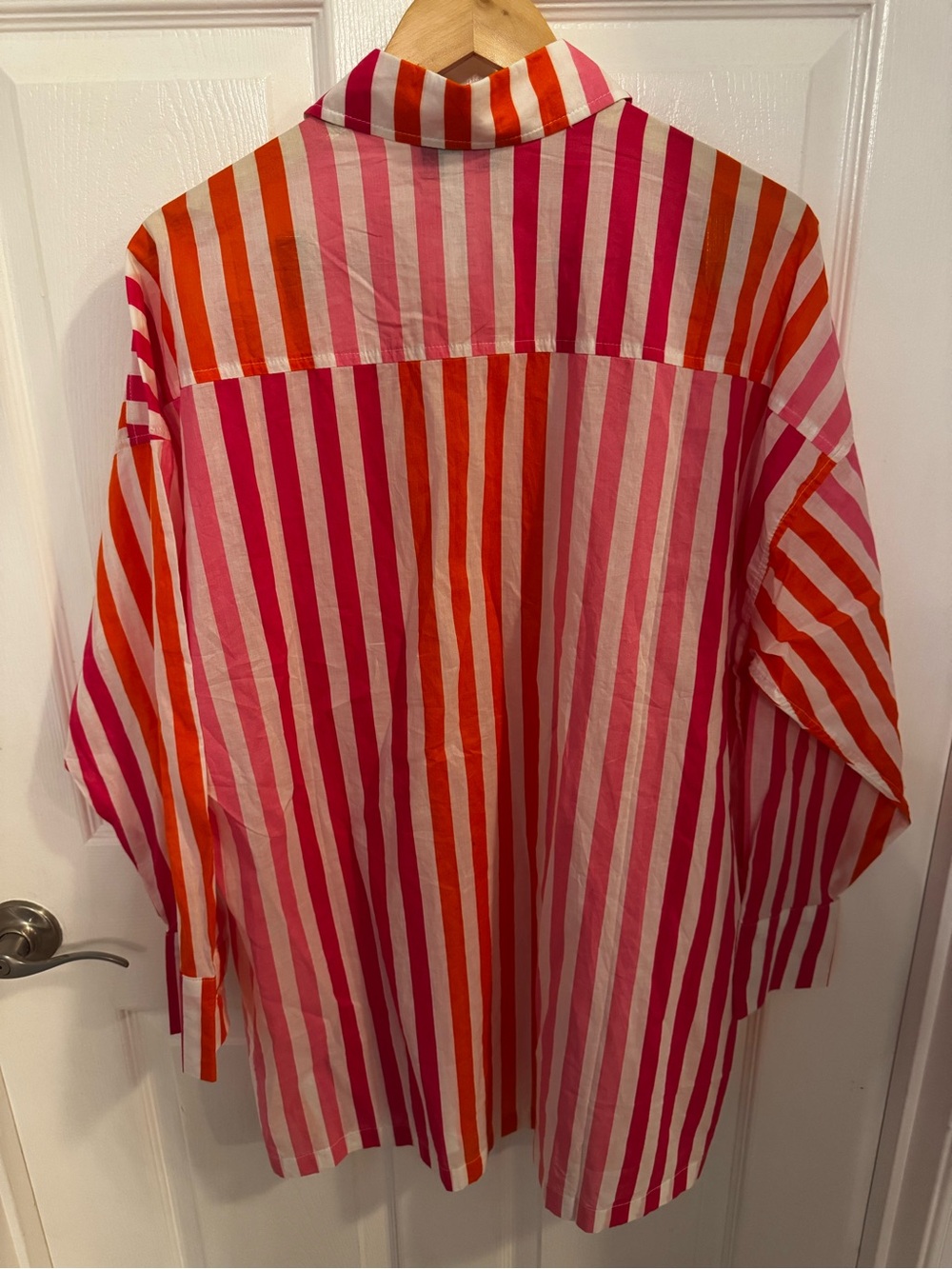 Beach Riot Pink, Red and Orange Striped Button-Down Shirt - Picture 4 of 5